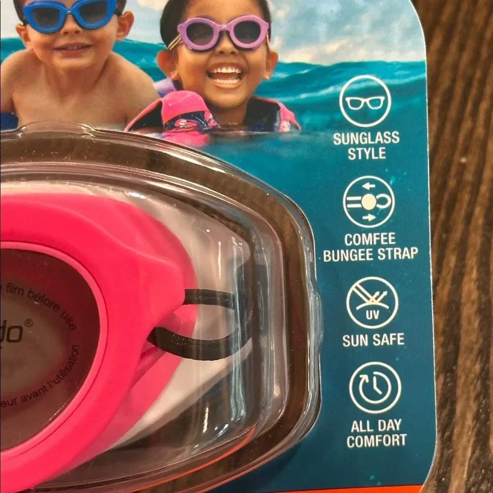 Speedo Kids Sunny G Sea Shells Goggles NEW Pink Ages 3-8 Bungee Strap